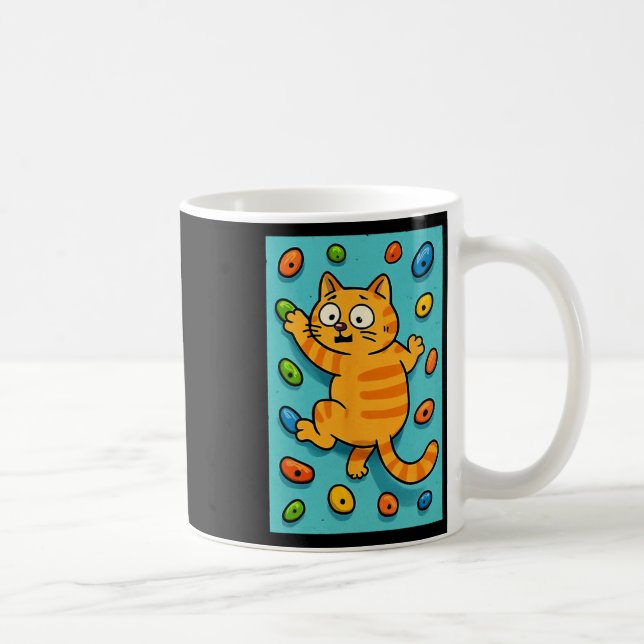 Rolig Katt Klippklättrare Bouldering Vägg Klättrin Kaffemugg (Höger)