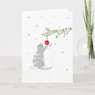Rolig Katt Knuff Jul Helgkort