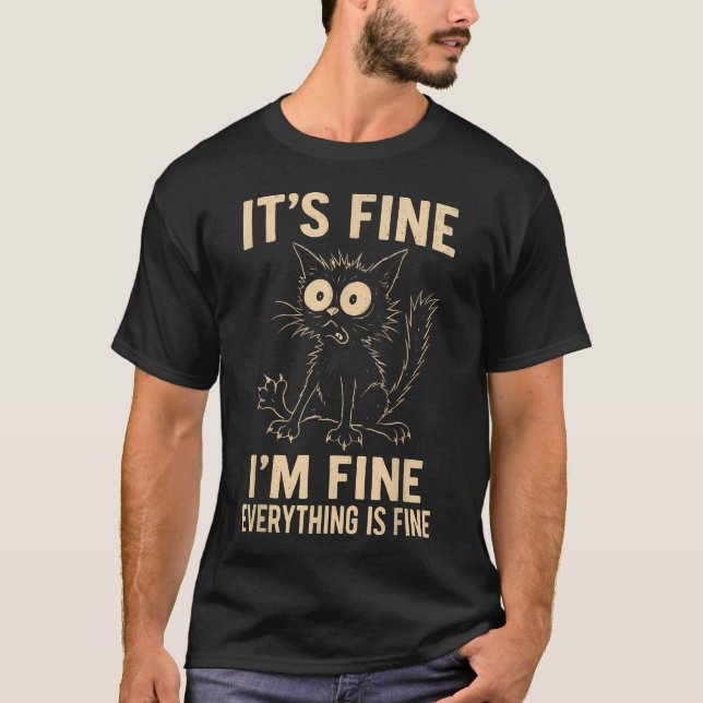 Rolig Katt Konstig Galen Meme T Shirt (Framsida)