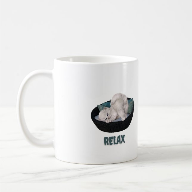 rolig katt kopplar av  kaffemugg (Vänster)