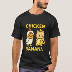 Rolig Katt Kyckling Banan T Shirt