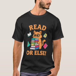 Rolig Katt Läs eller Annars Bokälskare Lärare Skol T Shirt