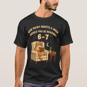Rolig Katt Läsning 6-7 Meme Englieacher Bokälskare T Shirt