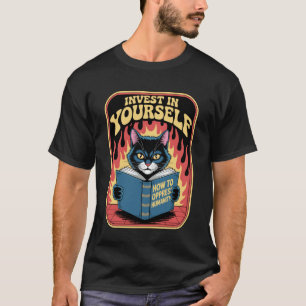Rolig Katt Läsning Bok Investera I Dig Själv Katte T Shirt