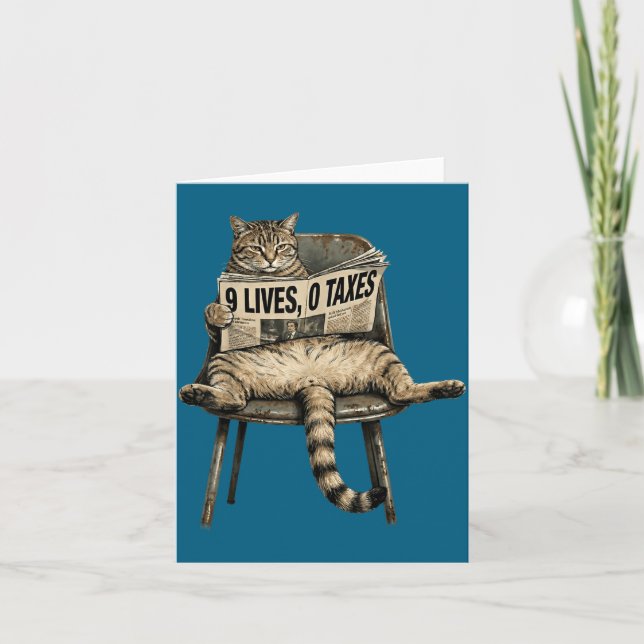 Rolig katt lever skatter humor illustration kort (Framsida)