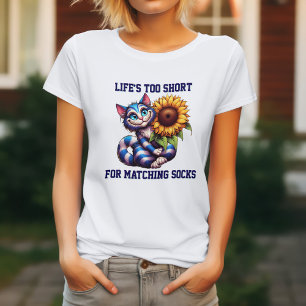Rolig Katt Livet Är För Kort T Shirt