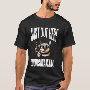 Rolig Katt LooksMaxxin' Meme Katt Jämmer Viral Tre T Shirt