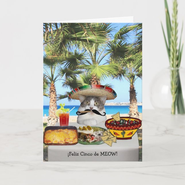 Rolig katt lyckliga Cinco de Mayo Kort (Framsida)
