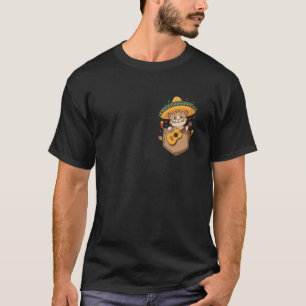 Rolig katt mariachi gitarr ficka Cinco De Mayo Mex T Shirt