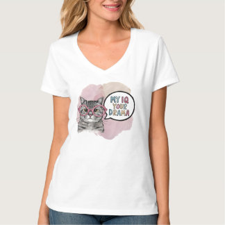 Rolig katt med glasögon "Min IQ > Din drama" - Sar T Shirt