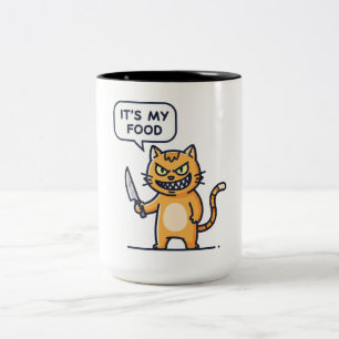 Rolig katt med kniv Två-Tonad mugg