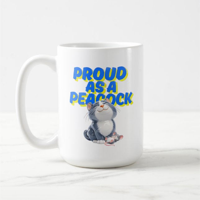 Rolig katt med mus kaffemugg (Vänster)
