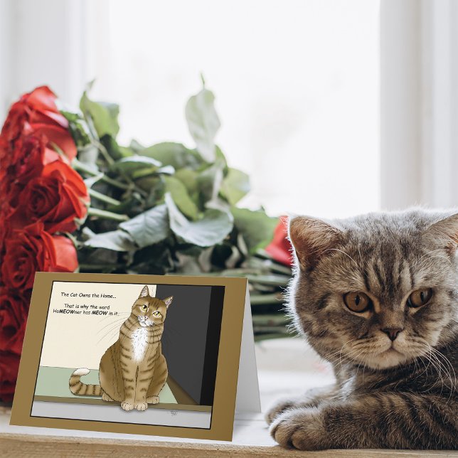 Rolig katt med orange tabbmaskad husägare kort (Skapare uppladdad)