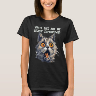 Rolig Katt med Övernaturlig Förmåga med vita Lögne T Shirt