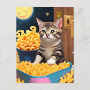 Rolig katt med pasta vykort