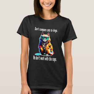 Rolig katt med solglasögon, jämför inte katter med t shirt