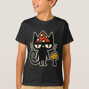 Rolig katt med svamp hatt Svart katt med paddsvamp T Shirt