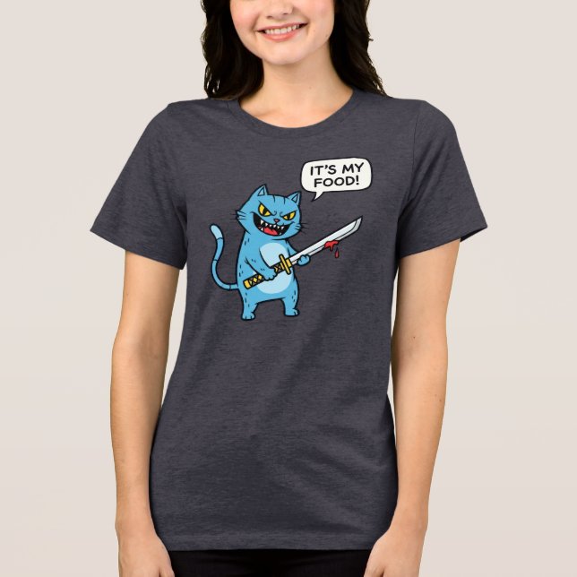 Rolig katt med svärd t shirt (Framsida)