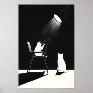 Rolig katt med teleskop poster