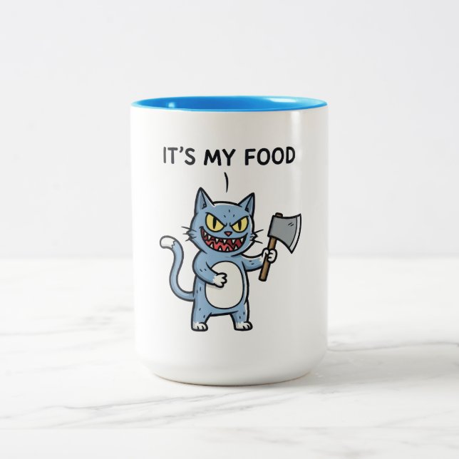 Rolig katt med yxa Två-Tonad mugg (Center)