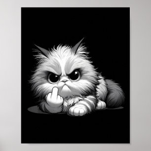 Rolig katt mellanfinger sarkastisk sassy grinig poster