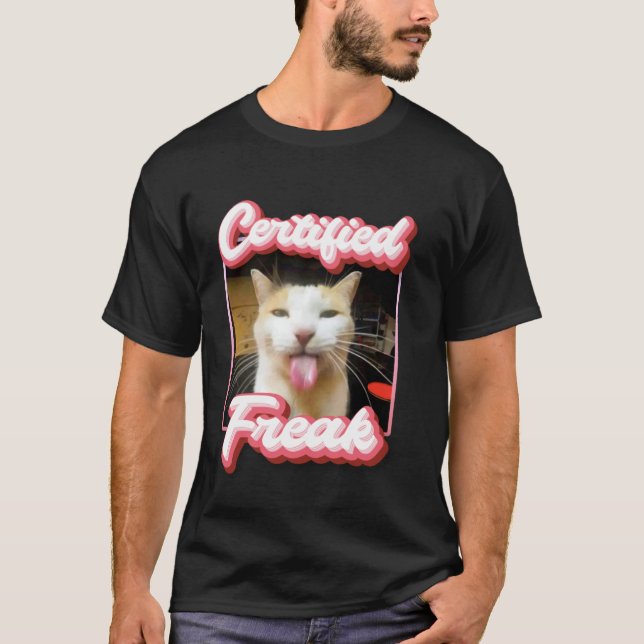 rolig katt meme - Certifierad freak Rolig katt mem T Shirt (Framsida)