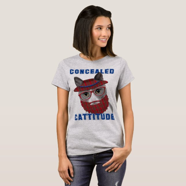 Rolig katt Meme dolda Cattitude T-shirt (Hel framsida)
