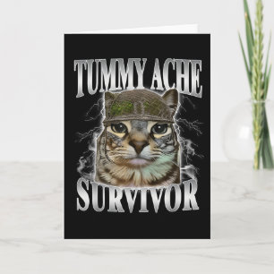 Rolig katt-meme för överlevare av magsmärta kort