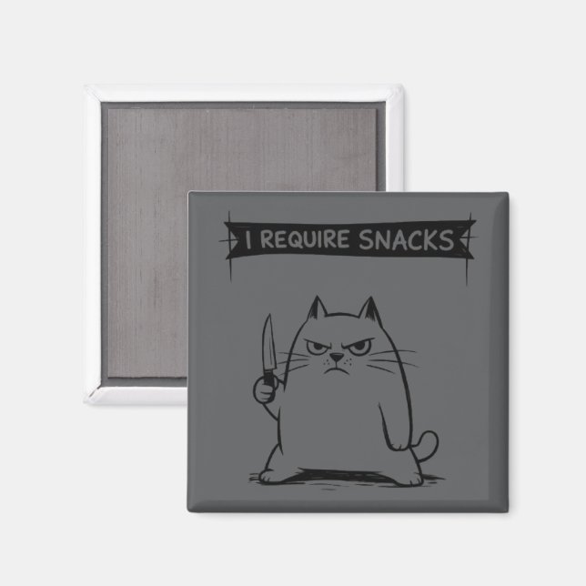 Rolig katt-meme Jag behöver snacks  Magnet (Front/Back)