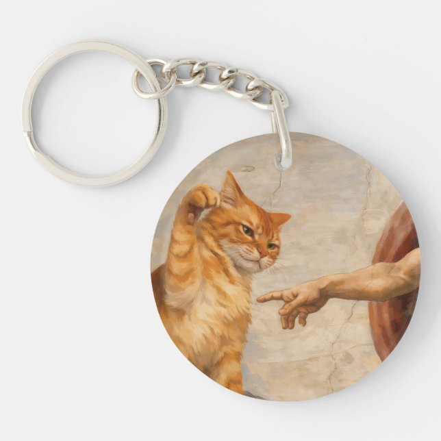 Rolig katt-meme-konst Skapelsen av Adam med katt S (Framsidan)