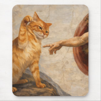 Rolig katt-meme konst Skapelsen av Adam med katt S Musmatta