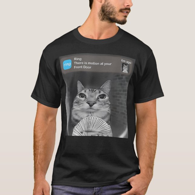 Rolig katt-meme-pengar-dörrklocka t shirt (Framsida)