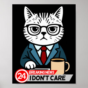 Rolig Katt Meme Sarksastisk Humor Jag Bryr Mig Int Poster