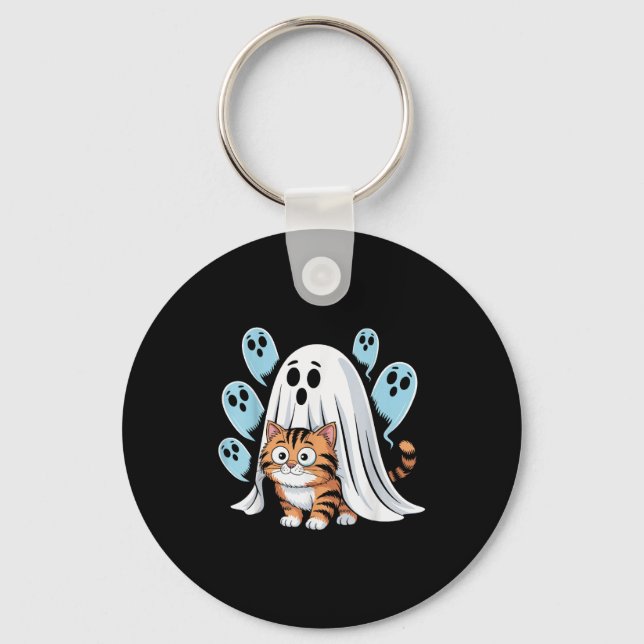 Rolig Katt Meme Snygg Halloween Katt  Nyckelring (Framsida)