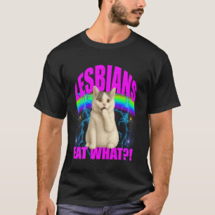 Rolig Katt Meme T-Shirt Lesbiska Äter Vad Gay Prid
