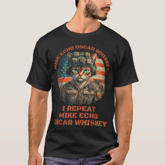 Rolig Katt Militär Mike Echo Oscar Foxtrot T Shirt