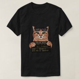 Rolig Katt Mugshot Polis t-shirt