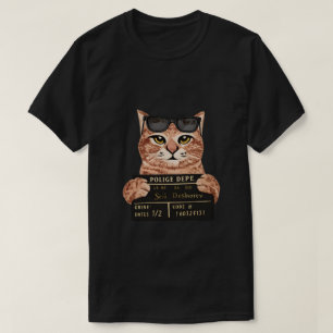 Rolig Katt Mugshot Polis t-shirt