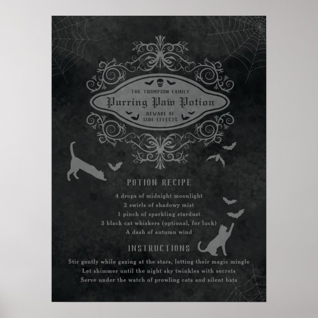 Rolig katt- och fladdermusrecept för potion Spelan Poster (Framsidan)
