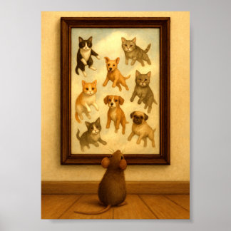 Rolig Katt- och Hundväggkonst Poster