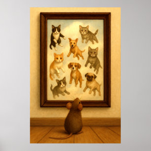 Rolig Katt- och Hundväggkonst Poster