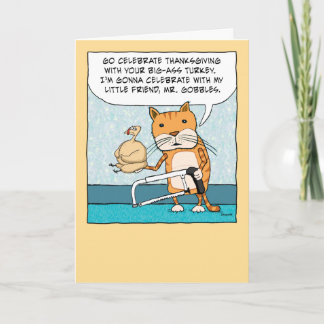 Rolig katt och lite Turkiet thanksgivingkort Helgkort