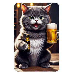 Rolig katt ölmagnet - Kylskåps skämtpresent Magnet