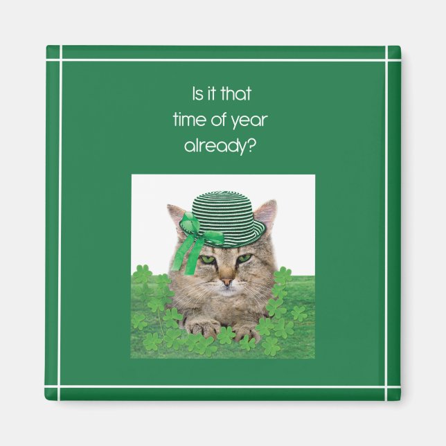 Rolig katt på St. Patricks dag Magnet (Framsidan)
