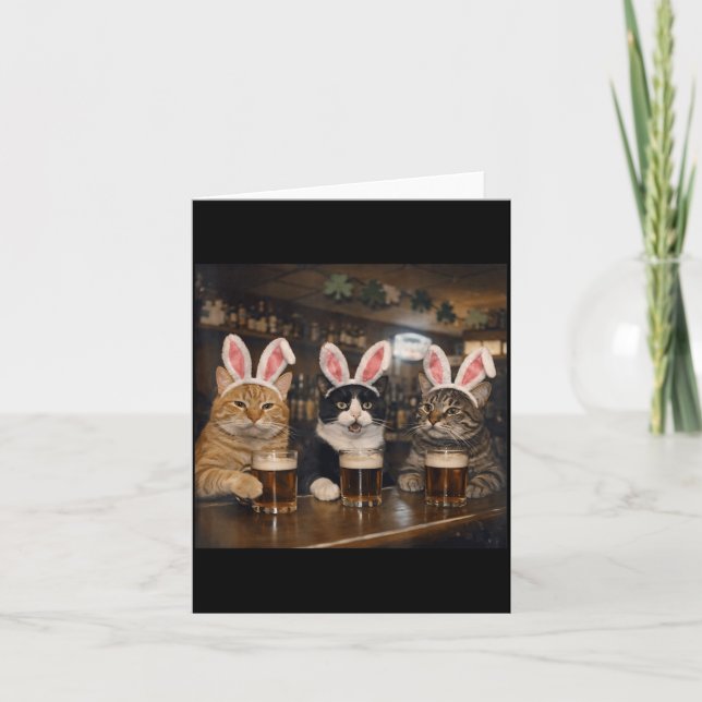 Rolig katt påskdag design män kvinnor kort (Framsida)