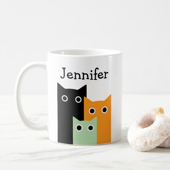 Rolig Katt, Personlig Kaffemugg (Med munk)