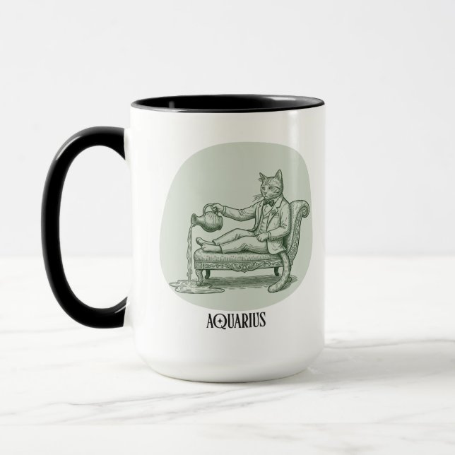 Rolig katt pun Aquarius födelsedagspresent Mug Mugg (Vänster)