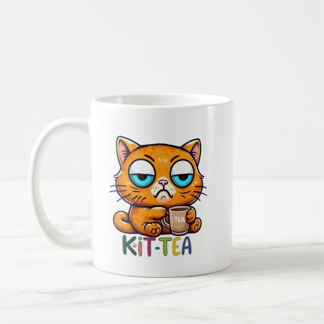 Rolig Katt Puns Kopp | Kit Tea Humor Present Kopp (Vänster)