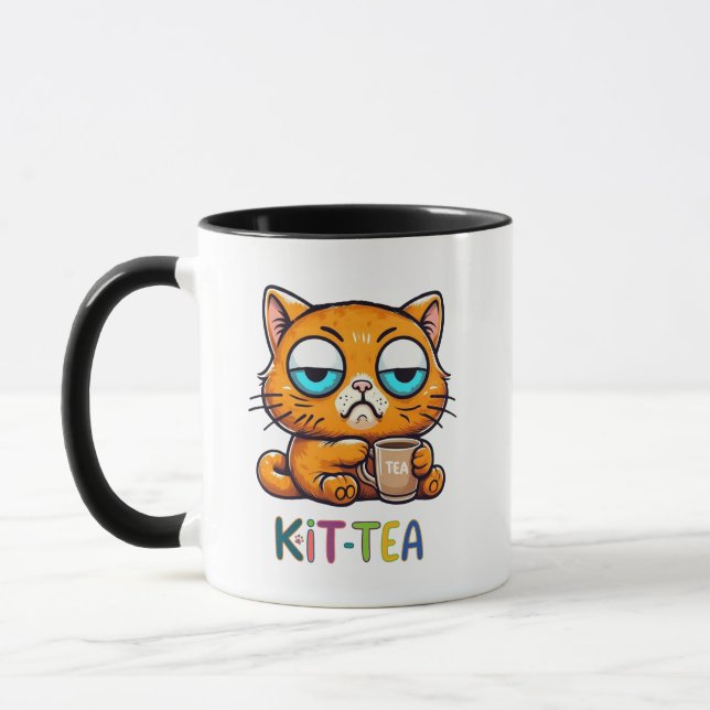 Rolig Katt Puns Kopp - Kitty Humor Present Tea Kop (Vänster)