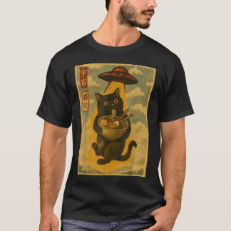 Rolig katt Ramen Ufo Japansk Anime För T Shirt